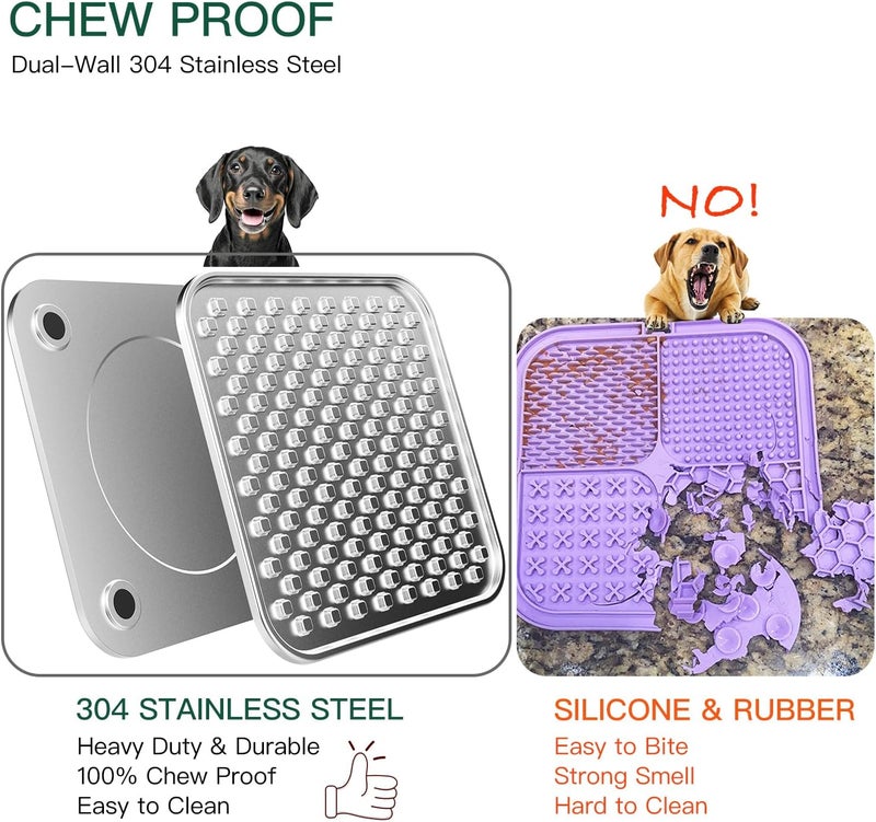 Techphardo Stainless Steel Large Lick Mat for Dogs & Cats, Chew-Proof Slow Feeder, Anxiety Reducer, Whisker-Friendly for Cats, Non-Slip Heavy Duty Base, Raw Feeding Pad, Dishwasher Safe [Large-1Pack] - Image 3